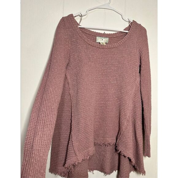 Anthropologie Ruby Moon Boho Raw Hem 100% Cotton Distressed Sweater, Small - Picture 3 of 7